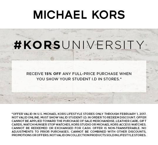 michael kors student discount