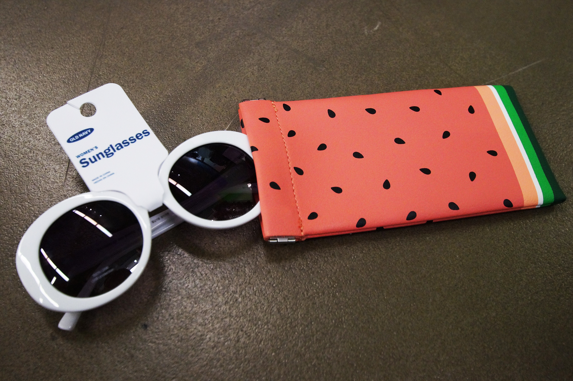 old navy sunglasses and watermelon case