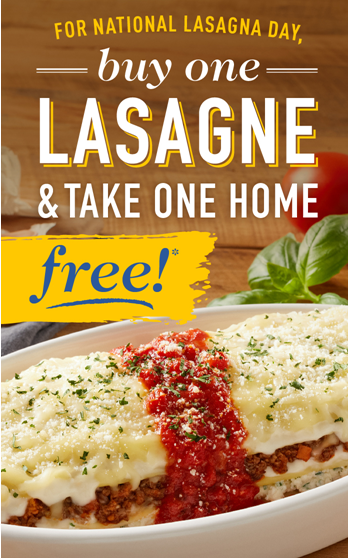BOGO Lasagna for National Lasagna Day - Walden Galleria