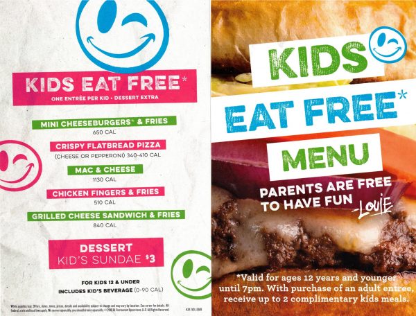 Bar Louie Kids Eat Free Flyer