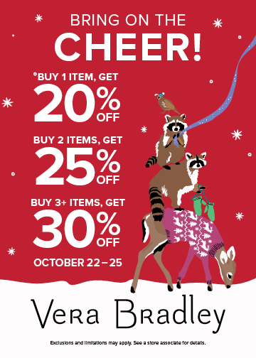Vera Bradley Holiday Open House Sales Event Oct 2020