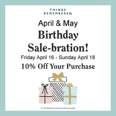 Things Remembered Birthday Sale bration
