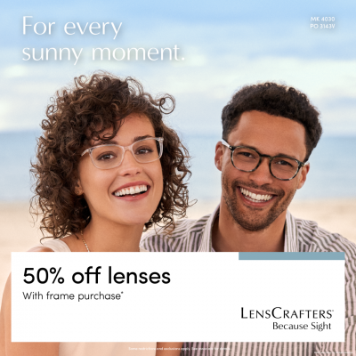 LensCrafters For every sunny moment 50 off lenses with frame purchase 1080x1080 EN