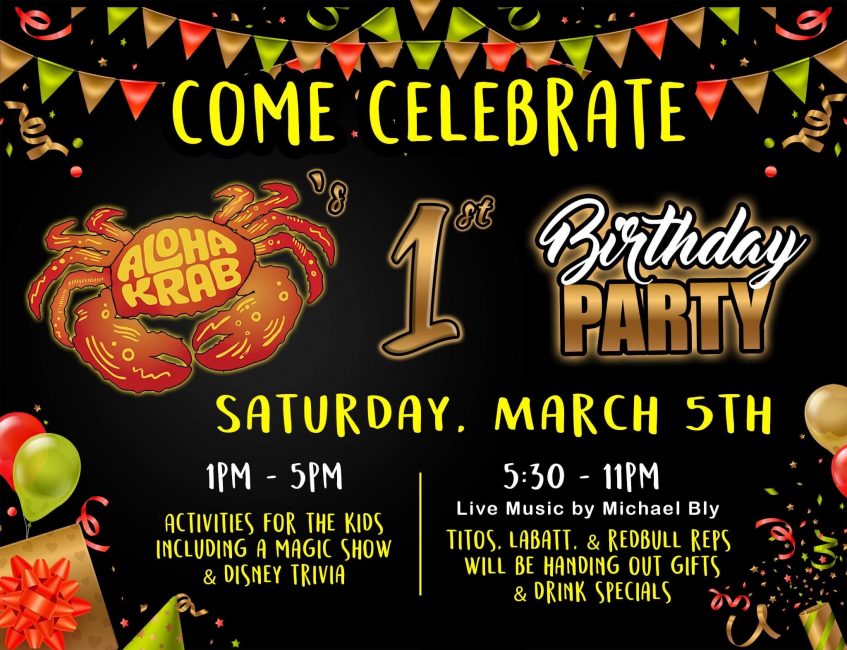 Aloha Krab 1 Year Birthday Party Event