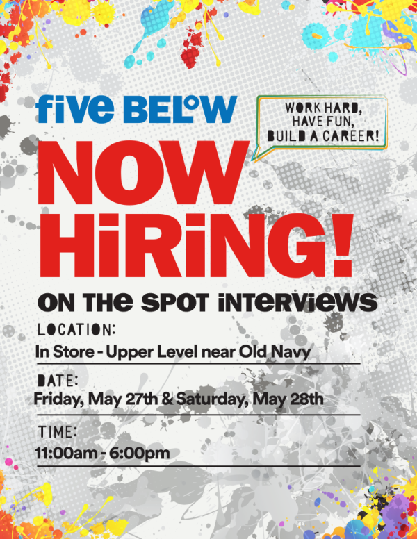 Five Below NOW HIRING FLYER website