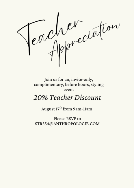 Free People teacher appreciation stylist gathering