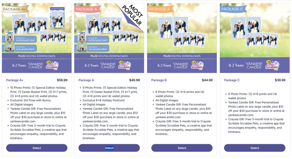 Easter Bunny 2026 Photo Package Pricing