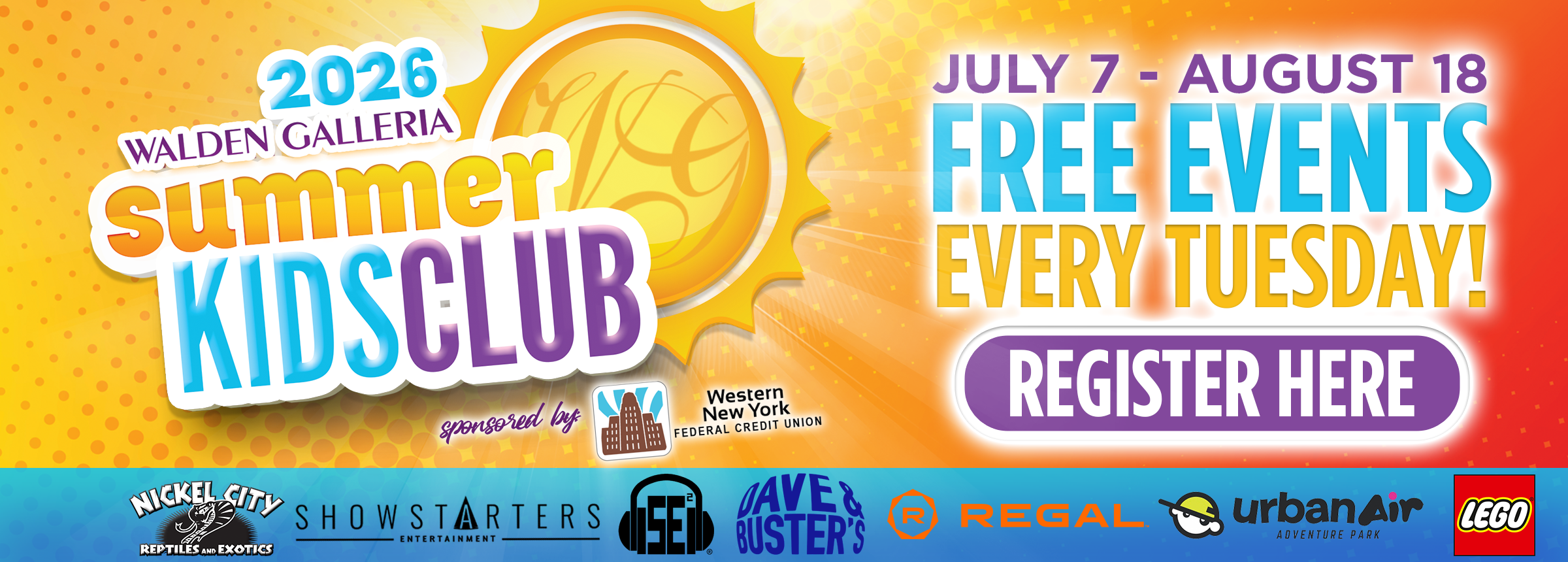2026 Tykes Tuesday Summer Kids Club Hero Image with sponsor